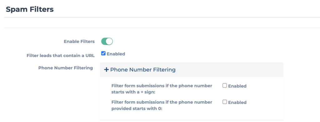 Phone Number Filtering!